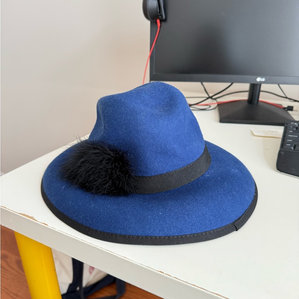 Helene Berman Navy Fedora with Black Band